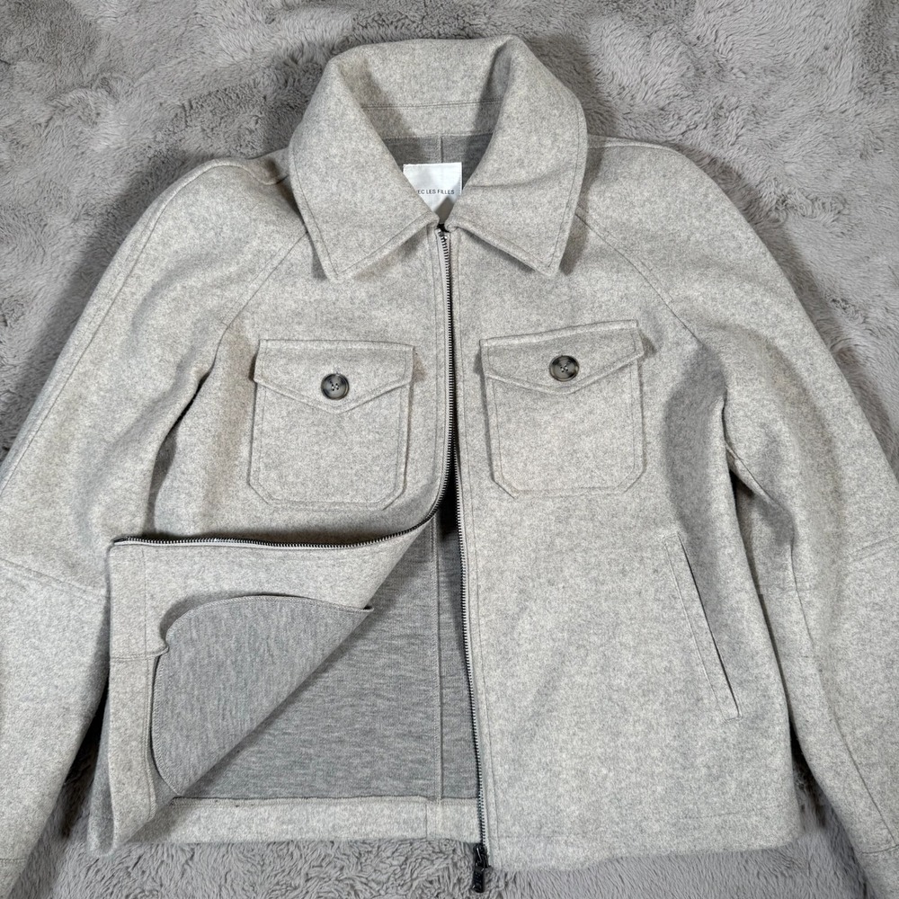 Anthropologie Avec Les Filles Zip-Up Utility Jacket in Beige Woman Size M Career